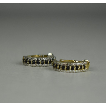 925 Sterling Silver Gold Plated Black Spinel Earrings