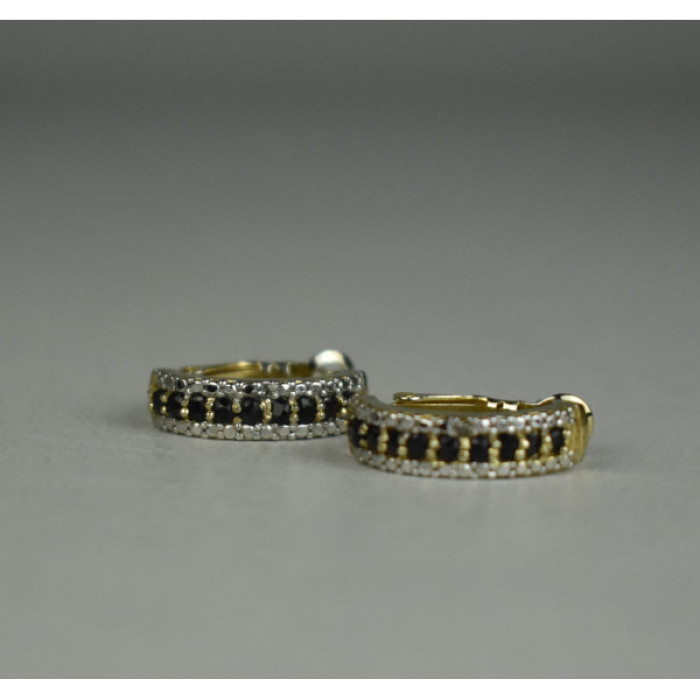 925 Sterling Silver Gold Plated Black Spinel Earrings