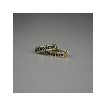 925 Sterling Silver Gold Plated Black Spinel Earrings