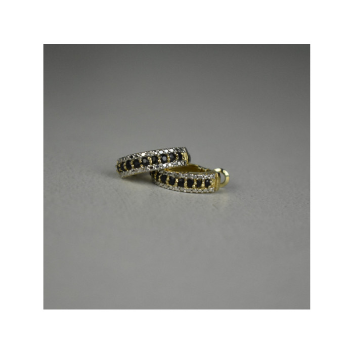 925 Sterling Silver Gold Plated Black Spinel Earrings