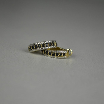 925 Sterling Silver Gold Plated Black Spinel Earrings