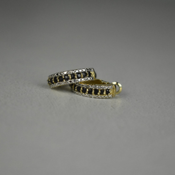 925 Sterling Silver Gold Plated Black Spinel Earrings