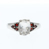 925 Sterling Silver Goshenite & Garnet Ring Size 8