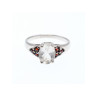 925 Sterling Silver Goshenite & Garnet Ring Size 8