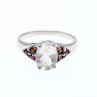 925 Sterling Silver Goshenite & Garnet Ring Size 8