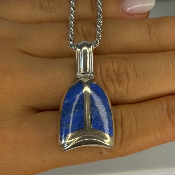 Vintage 925 Sterling Silver Sodalite Necklace Length 20 Inch