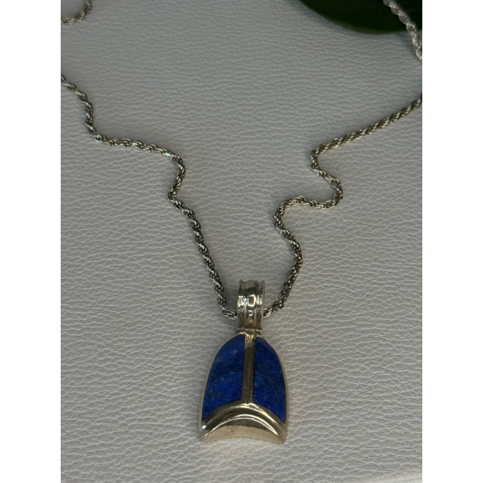 Vintage 925 Sterling Silver Sodalite Necklace Length 20 inch