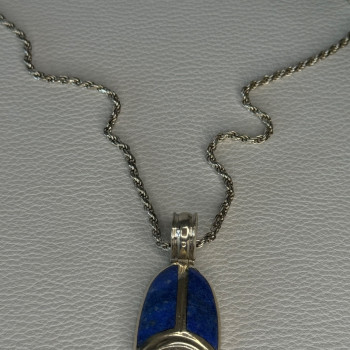 Vintage 925 Sterling Silver Sodalite Necklace Length 20 Inch