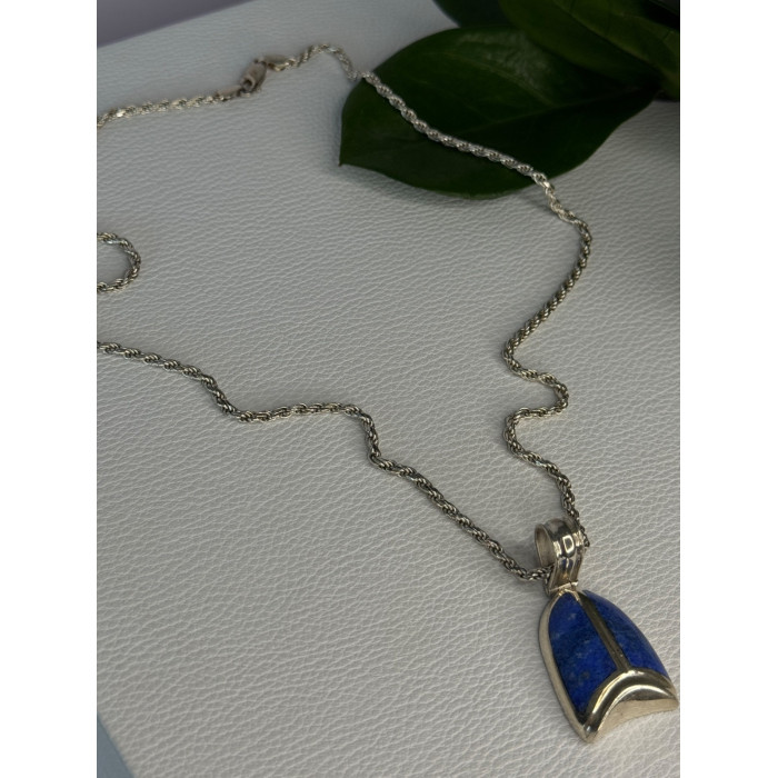 Vintage 925 Sterling Silver Sodalite Necklace Length 20 inch