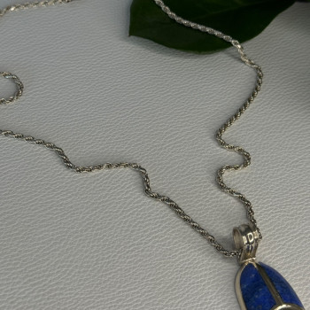 Vintage 925 Sterling Silver Sodalite Necklace Length 20 Inch