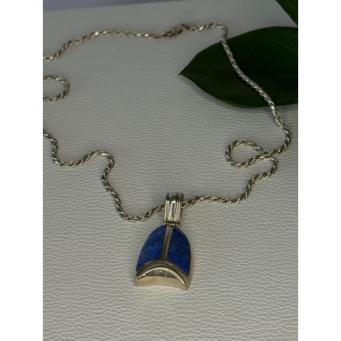 Vintage 925 Sterling Silver Sodalite Necklace Length 20 inch