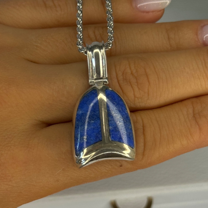 Vintage 925 Sterling Silver Sodalite Necklace Length 20 Inch