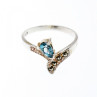 925 Sterling Silver Topaz & Marcasites Ring Size 10