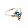 925 Sterling Silver Topaz & Marcasites Ring Size 10