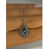 925 Sterling Silver Topaz & Sapphire & Marcasite Necklace Length 15.5 inch