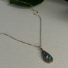 925 Sterling Silver Topaz, Sapphire & Marcasite Necklace Length 15.5 Inch