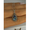 925 Sterling Silver Topaz & Sapphire & Marcasite Necklace Length 15.5 inch