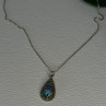 925 Sterling Silver Topaz, Sapphire & Marcasite Necklace Length 15.5 Inch