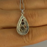 925 Sterling Silver Topaz, Sapphire & Marcasite Necklace Length 15.5 Inch
