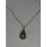 925 Sterling Silver Topaz & Sapphire & Marcasite Necklace Length 15.5 inch