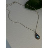 925 Sterling Silver Topaz & Sapphire & Marcasite Necklace Length 15.5 inch