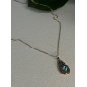 925 Sterling Silver Topaz & Sapphire & Marcasite Necklace Length 15.5 inch