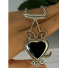 925 Sterling Silver Onyx Heart Necklace Length 24 inch