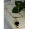 925 Sterling Silver Onyx Heart Necklace Length 24 inch