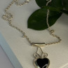 925 Sterling Silver Onyx Heart Necklace Length 24 Inch