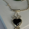 925 Sterling Silver Onyx Heart Necklace Length 24 Inch