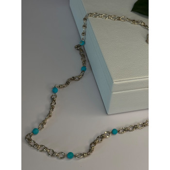 Beautiful 925 Sterling Silver Turquoise Necklace Length 24 inch