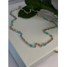 Beautiful 925 Sterling Silver Turquoise Necklace Length 24 inch