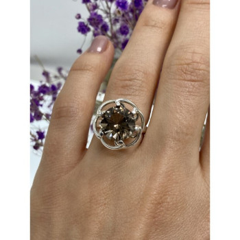 925 Sterling Silver Brown Tourmaline Ring Size 6.5