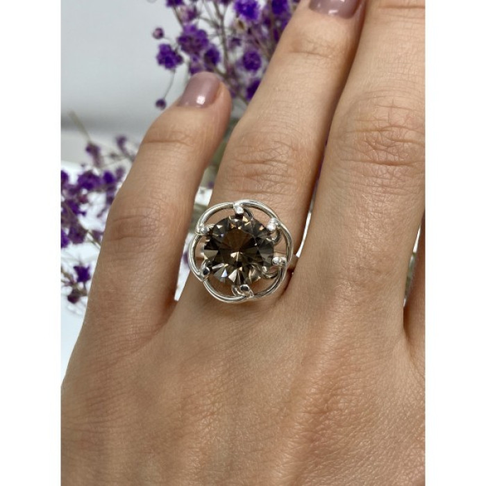 925 Sterling Silver Brown Tourmaline Ring Size 6.5
