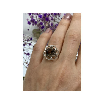 925 Sterling Silver Brown Tourmaline Ring Size 6.5