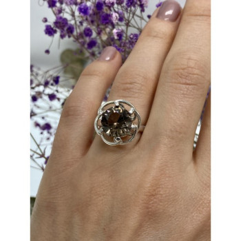 925 Sterling Silver Brown Tourmaline Ring Size 6.5