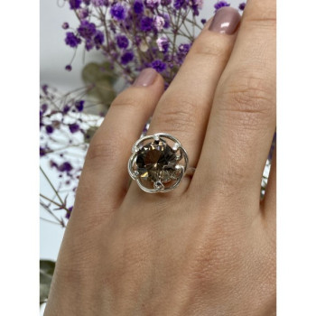 925 Sterling Silver Brown Tourmaline Ring Size 6.5