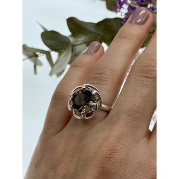 925 Sterling Silver Brown Tourmaline Ring Size 6.5