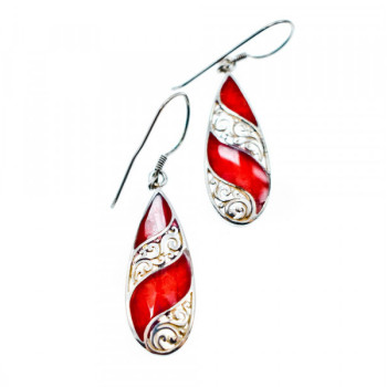 Vintage 925 Sterling Silver Red Jasper Earrings