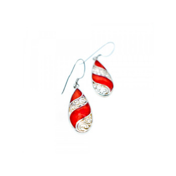 Vintage 925 Sterling Silver Red Jasper Earrings