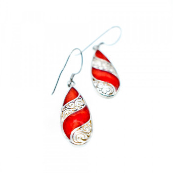 Vintage 925 Sterling Silver Red Jasper Earrings