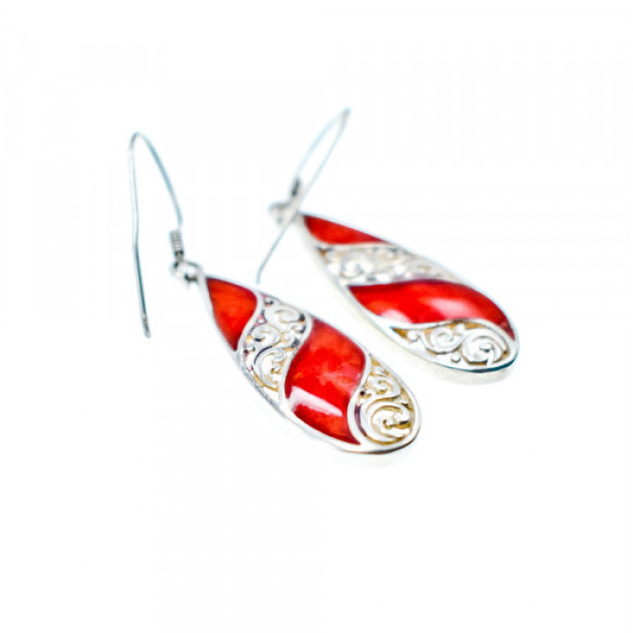 Vintage 925 Sterling Silver Red Jasper Earrings