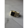 925 Sterling Silver Black Agate Signet Ring Size 6.5