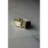 925 Sterling Silver Black Agate Signet Ring Size 6.5