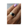 925 Sterling Silver Black Agate Signet Ring Size 6.5
