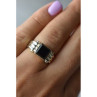 925 Sterling Silver Black Agate Signet Ring Size 6.5
