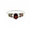 925 Sterling Silver Garnet & Marcasites Ring Size 7