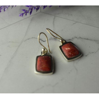 Vintage 925 Sterling Silver Red Jasper Earrings