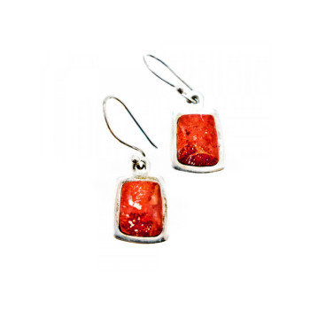 Vintage 925 Sterling Silver Red Jasper Earrings