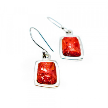 Vintage 925 Sterling Silver Red Jasper Earrings